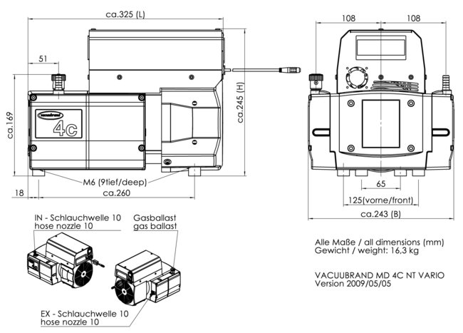 MD 4C NT VARIO - 尺寸規格表