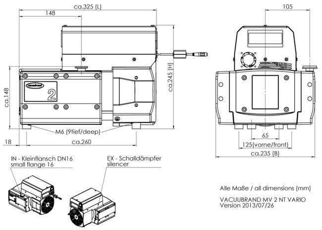 MV 2 NT VARIO - 尺寸規格表